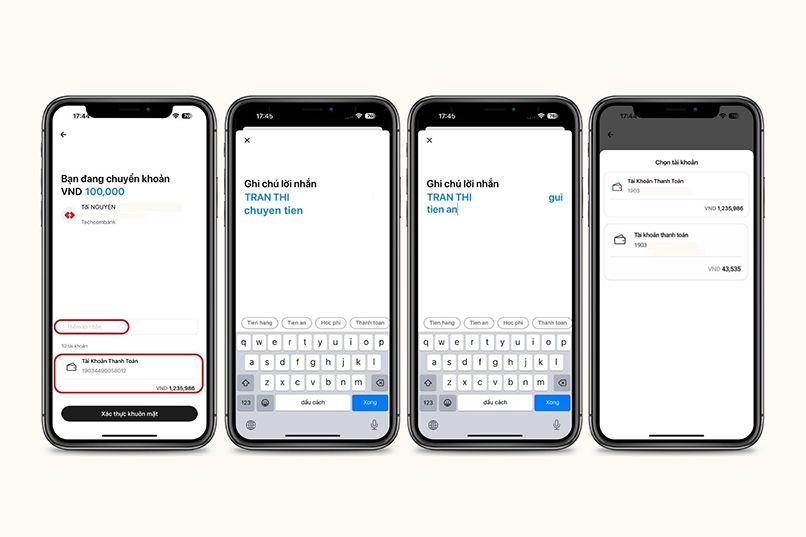 Bước 3 để chuyển tiền qua mã QR Techcombank
