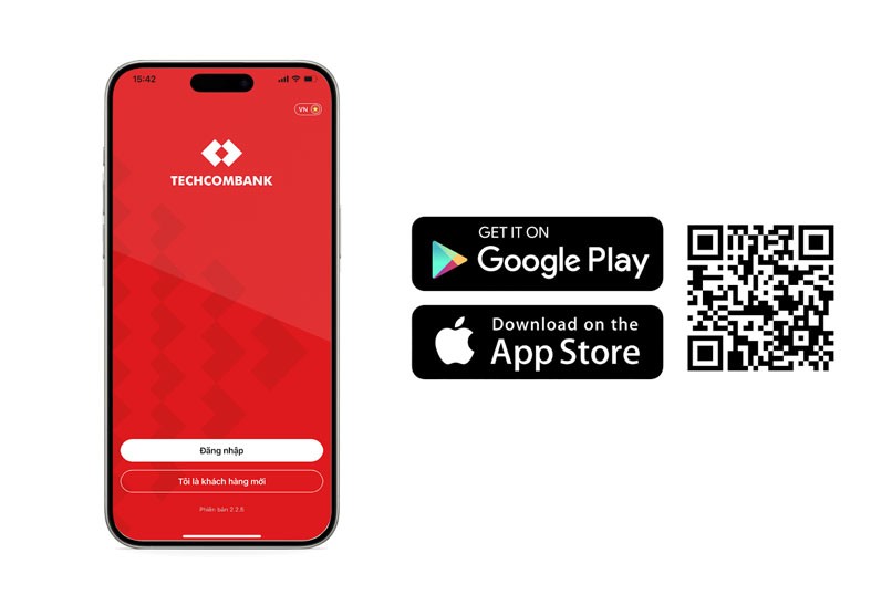 Quét mã QR trên màn hình để tải Techcombank Mobile.