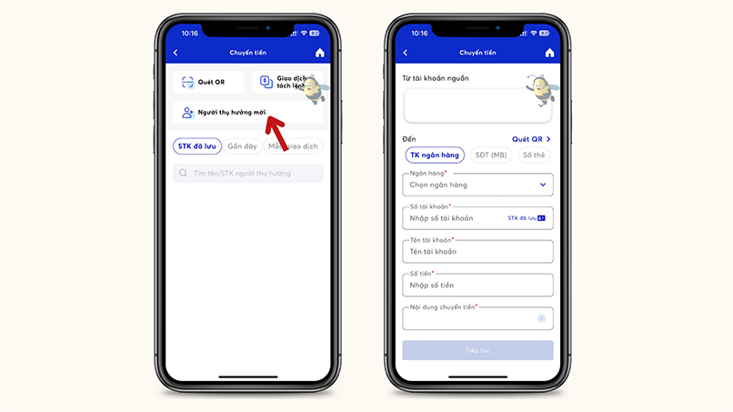 Thanh toán thẻ tín dụng thông qua chuyển khoản từ ngân hàng MBBank