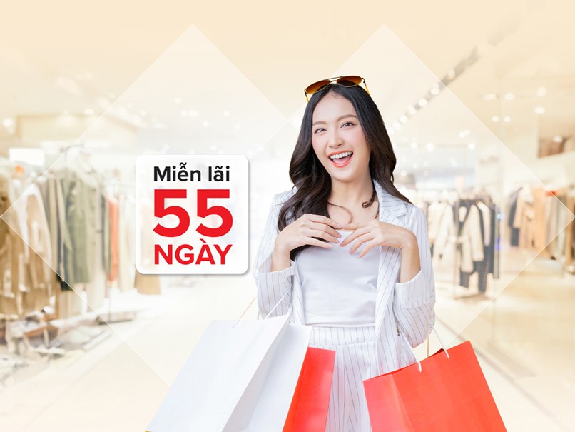 Thẻ tín dụng Techcombank miễn lãi lên đến 55 ngày.
