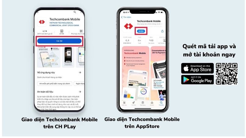 Mở tài khoản ngân hàng trên Techcombank Mobile bước 1