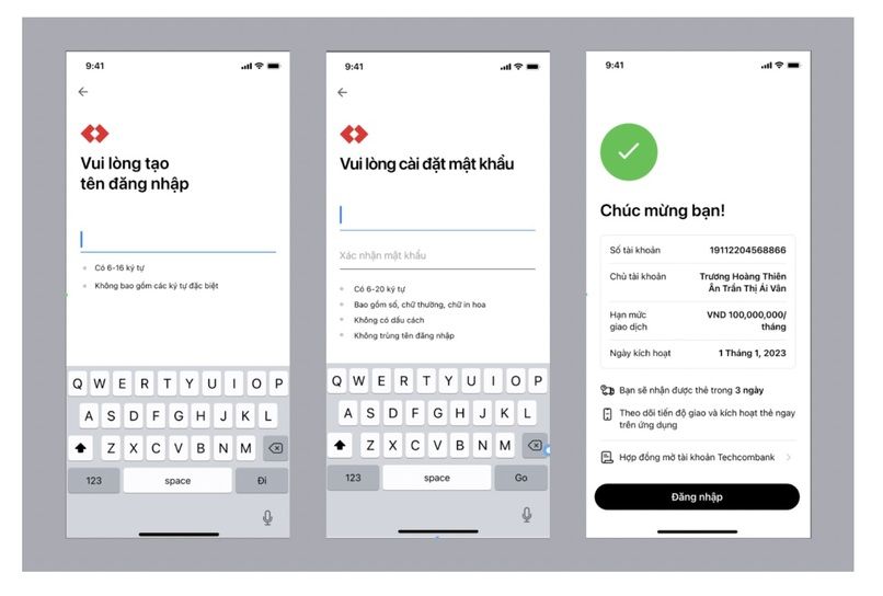Thiết lập đăng nhập trên Techcombank Mobile