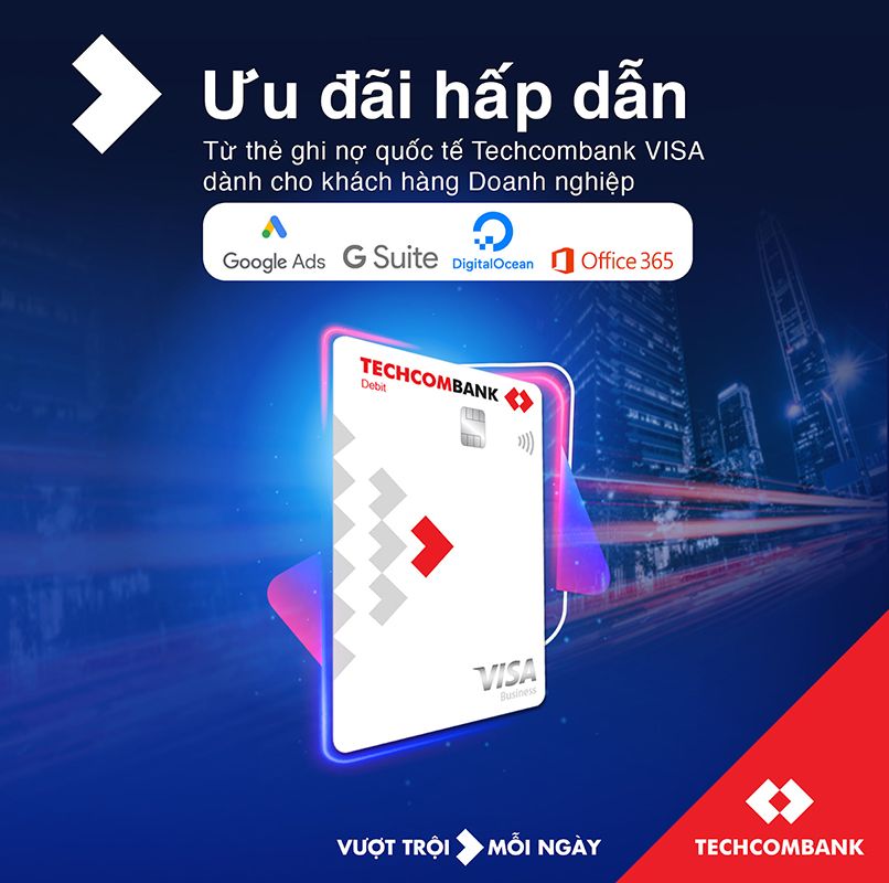 Thẻ ghi nợ quốc tế cho khách hàng doanh nghiệp của Techcombank 