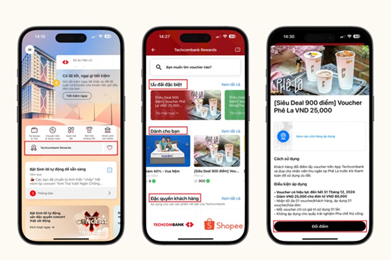3 bước đổi điểm U-point lấy voucher mùa sắm cực đơn giản trên Techcombank Mobile