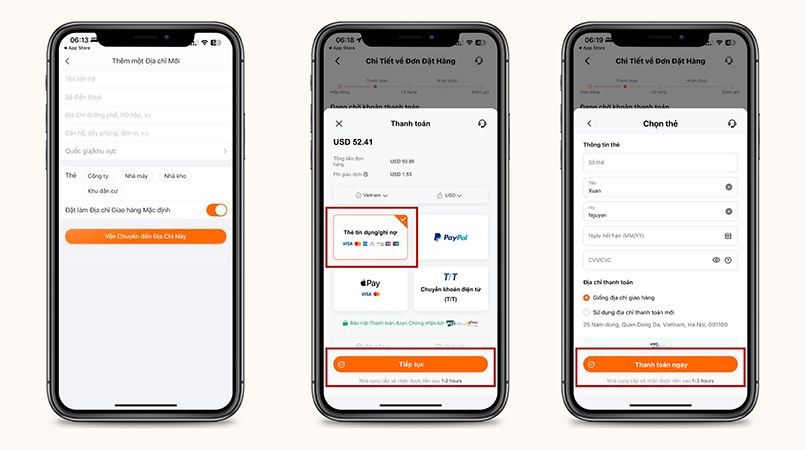 Thanh toán hóa đơn quốc tế online bước 4