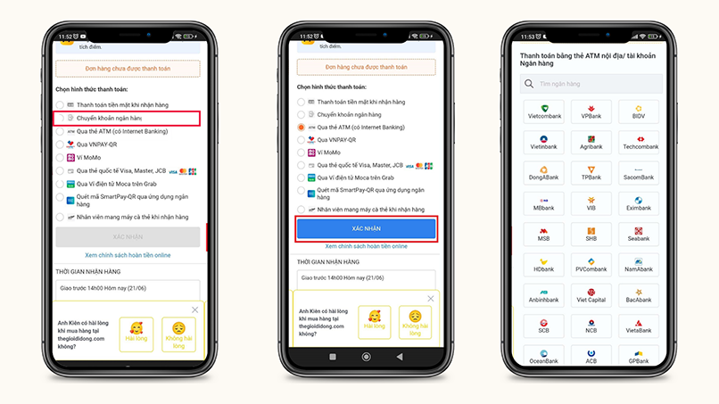 Bước 4 để thanh toán online qua website mua sắm điện tử