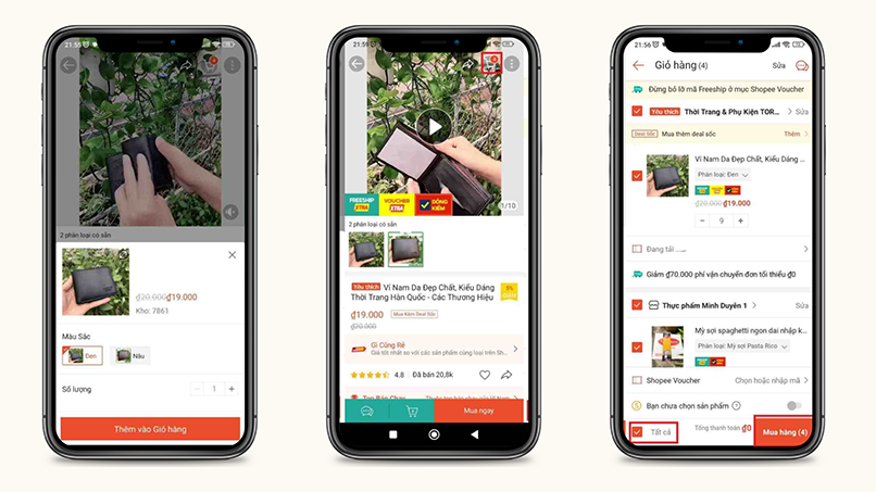 Bước 2 để thanh toán online qua ứng dụng dịch vụ mua hàng 