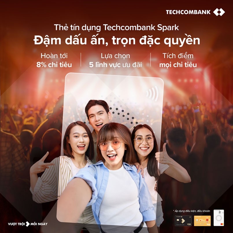 Thẻ tín dụng Techcombank Spark linh hoạt chuyển đổi 5 lĩnh vực, nhiều ưu đãi giảm giá và tích điểm hiệu quả.